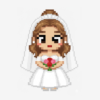 Illustration of a bride with white dress