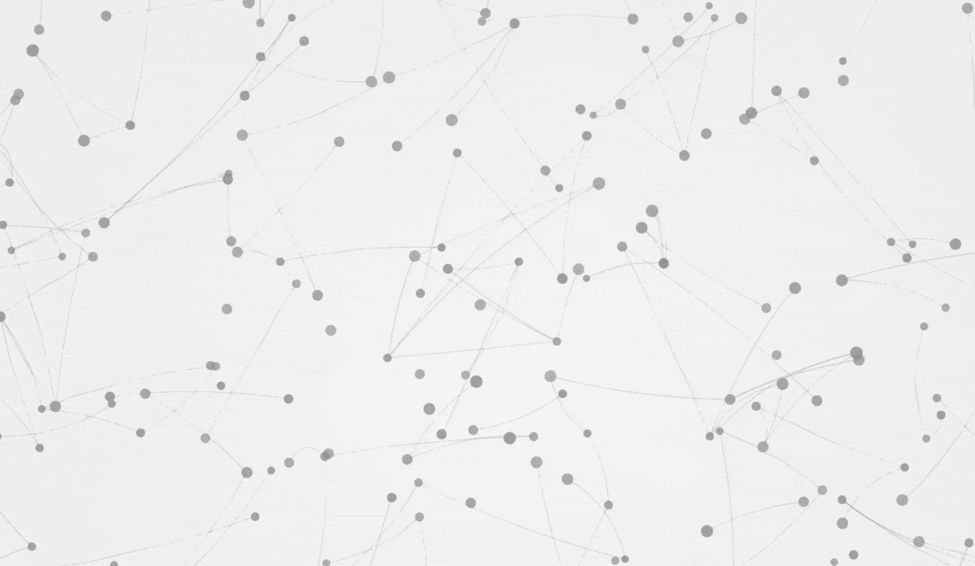 Interactive network visualization showing dots drifting like drops on water, representing temporal moments of consciousness