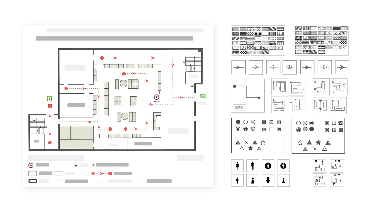 Tactile evacuation map prototype with raised textures and Braille