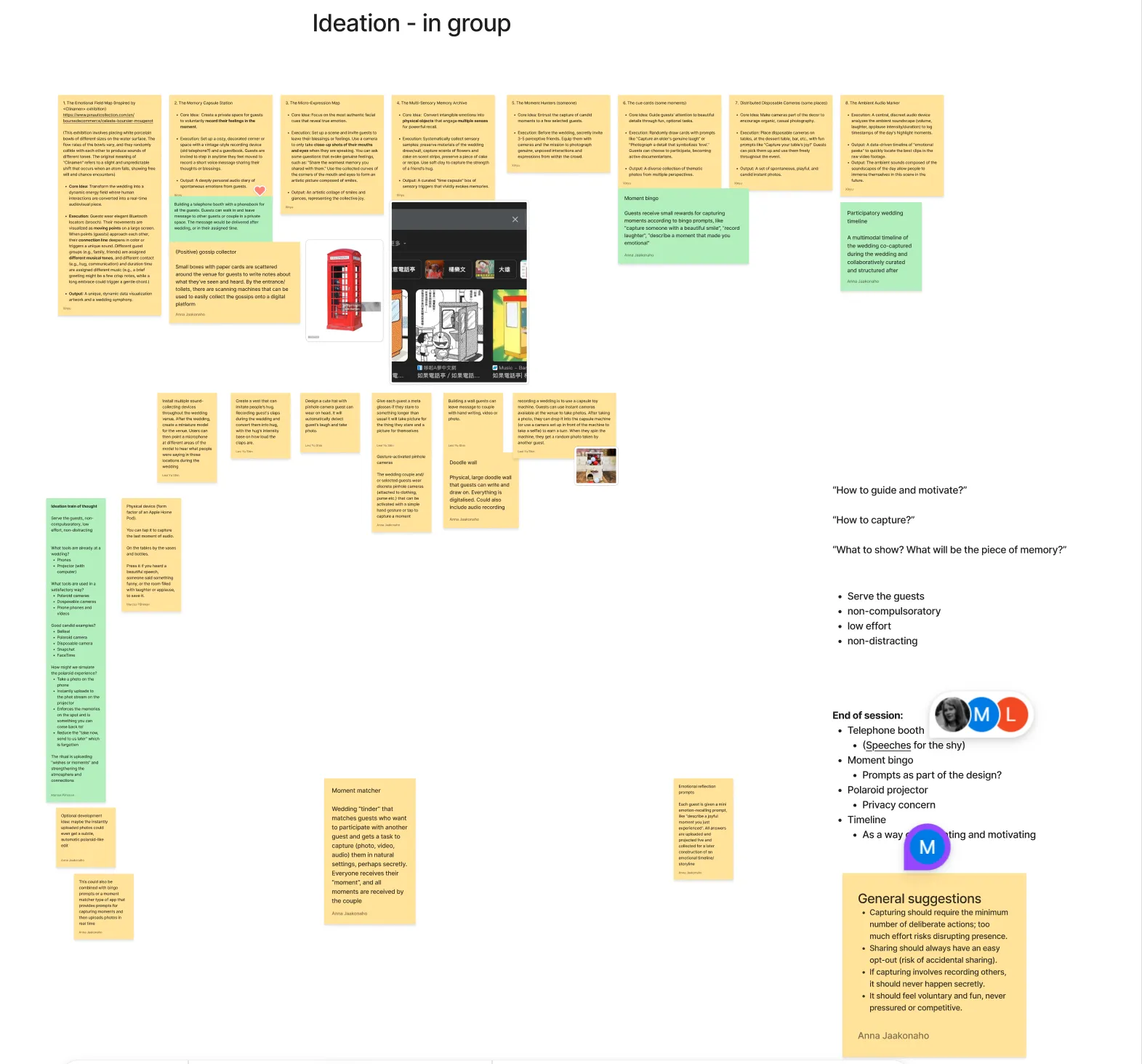 Ideation board showing all generated concepts