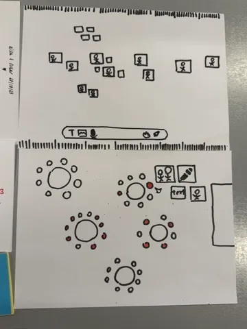 Timeline sketch with circular clusters